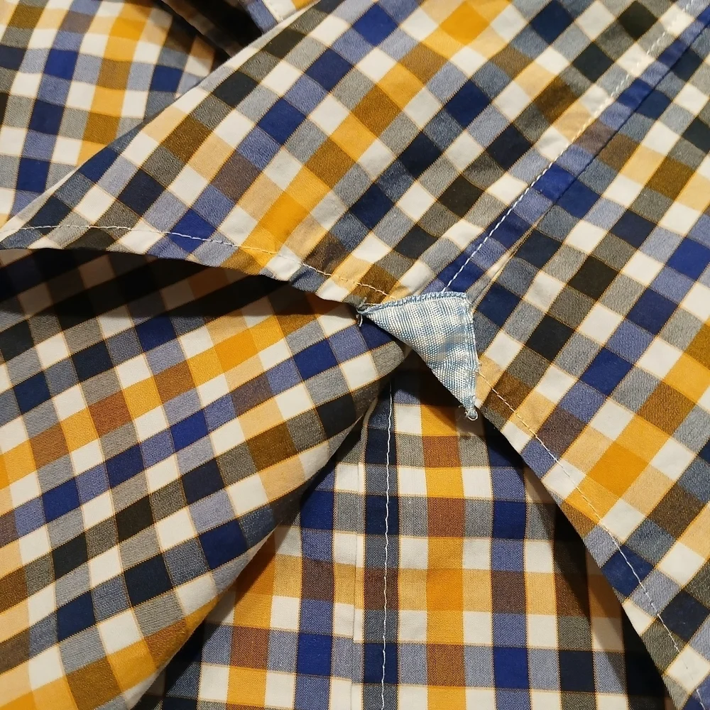 Banana Republic Grant Fit Blue and Yellow Button Down Shirt Size L